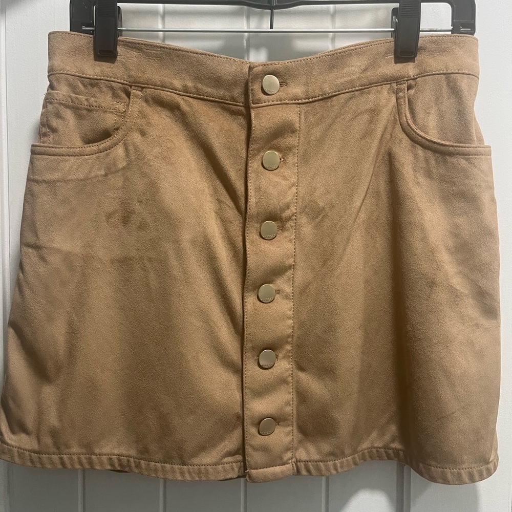 Express Tan Skater Mini Skirt Casual suede